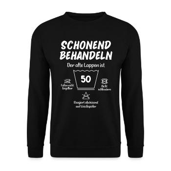 50 Years Gentle Treatment Old Sack 50th Birthday - Unisex Pullover - Schwarz - Vorne - Alina (178cm) & Michal (187cm)