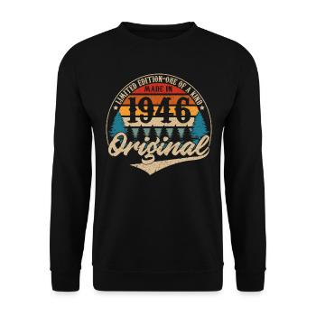 Vintage Geburtstag Geschenkidee Original 1946 - Unisex Pullover - Schwarz - Vorne - Alina (178cm) & Michal (187cm)