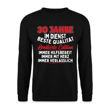 30 Jahre Im Dienst - Unisex Pullover - Schwarz - Vorne - Alina (178cm) & Michal (187cm)