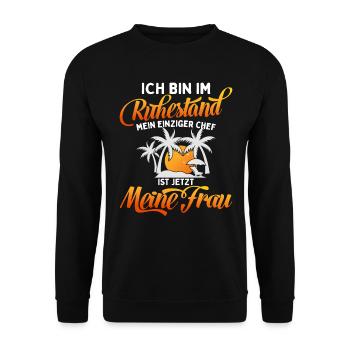 Ich Bin Pensioniert Mein Chef Ist Meine Frau - Unisex Pullover - Schwarz - Vorne - Alina (178cm) & Michal (187cm)
