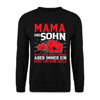 Mama Und Sohn - Unisex Pullover - Schwarz - Vorne - Alina (178cm) & Michal (187cm)
