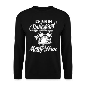 Ich Bin Pensioniert Mein Chef Ist Meine Frau - Unisex Pullover - Schwarz - Vorne - Alina (178cm) & Michal (187cm)