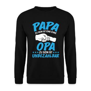 Papa Zu Sein Ist Eine Ehre Opa Zu Sein Unbezahlbar - Unisex Pullover - Schwarz - Vorne - Alina (178cm) & Michal (187cm)
