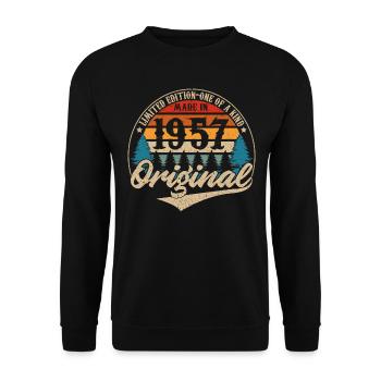 Vintage Geburtstag Geschenkidee Original 1957 - Unisex Pullover - Schwarz - Vorne - Alina (178cm) & Michal (187cm)