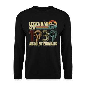 Legendär Seit 1939 Absolut Einmalig - Unisex Pullover - Schwarz - Vorne - Alina (178cm) & Michal (187cm)