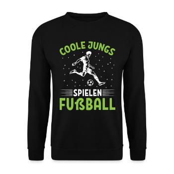 Coole Jungs Spielen Fußball - Unisex Pullover - Schwarz - Vorne - Alina (178cm) & Michal (187cm)