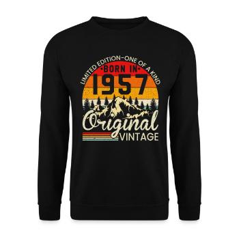 Einzigartig in seiner Art geboren 1957 Original Jahrgang - Unisex Pullover - Schwarz - Vorne - Alina (178cm) & Michal (187cm)