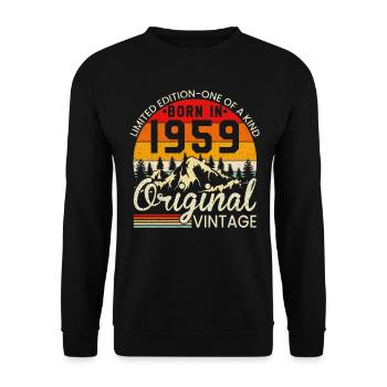 Einzigartig in seiner Art geboren 1959 Original Jahrgang - Unisex Pullover - Schwarz - Vorne - Alina (178cm) & Michal (187cm)