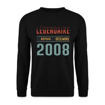 Légendaire Depuis Décembre 2008 Anniversaire - Sweat-shirt Unisexe - noir - Devant - Alina (178cm) & Michal (187cm)