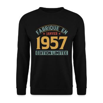 Fabriqué En Janvier 1957 Édition Limitée - Sweat-shirt Unisexe - noir - Devant - Alina (178cm) & Michal (187cm)