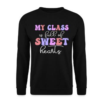 My class is full of sweet hearts - Unisex Sweatshirt - black - Front - Alina (178cm) & Michal (187cm)