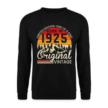 Einzigartig in seiner Art geboren 1925 Original Jahrgang - Unisex Pullover - Schwarz - Vorne - Alina (178cm) & Michal (187cm)