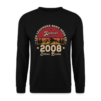 Les Légendes Sont Nées En Janvier 2008 - Sweat-shirt Unisexe - noir - Devant - Alina (178cm) & Michal (187cm)