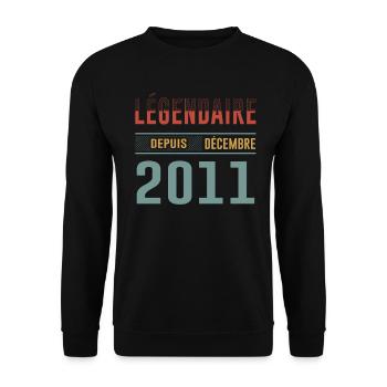 Légendaire Depuis Décembre 2011 Anniversaire - Sweat-shirt Unisexe - noir - Devant - Alina (178cm) & Michal (187cm)