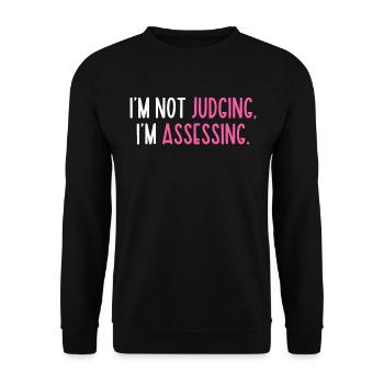 Je ne juge pas que j’évalue drôle - Sweat-shirt Unisexe - noir - Devant - Alina (178cm) & Michal (187cm)