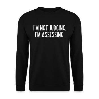 Je ne juge pas que j’évalue drôle - Sweat-shirt Unisexe - noir - Devant - Alina (178cm) & Michal (187cm)