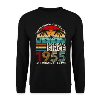 Legendär seit 1955 alle Originalteile - Unisex Pullover - Schwarz - Vorne - Alina (178cm) & Michal (187cm)