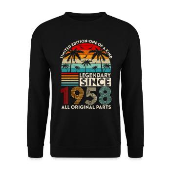 Legendär seit 1958 alle Originalteile - Unisex Pullover - Schwarz - Vorne - Alina (178cm) & Michal (187cm)