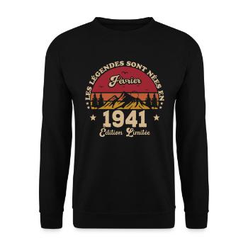 Les Légendes Sont Nées En Février 1941 - Sweat-shirt Unisexe - noir - Devant - Alina (178cm) & Michal (187cm)