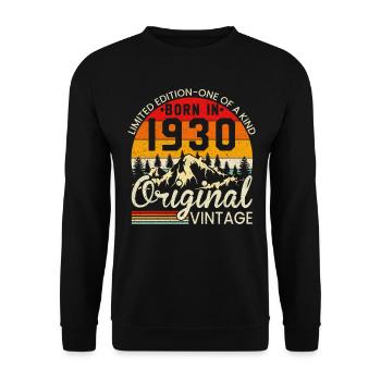 Einzigartig in seiner Art, geboren 1930 Original Jahrgang - Unisex Pullover - Schwarz - Vorne - Alina (178cm) & Michal (187cm)