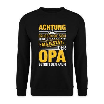 Achtung Erheben Sich Sein Majestät Der Opa - Unisex Pullover - Schwarz - Vorne - Alina (178cm) & Michal (187cm)