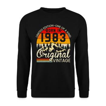 Unique in its kind born in 1983 Original vintage - Unisex Sweatshirt - black - Front - Alina (178cm) & Michal (187cm)