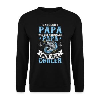 Men's Fisherman Dad Fishing Birthday Gift - Unisex Pullover - Schwarz - Vorne - Alina (178cm) & Michal (187cm)