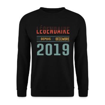 Légendaire Depuis Décembre 2019 Anniversaire - Sweat-shirt Unisexe - noir - Devant - Alina (178cm) & Michal (187cm)
