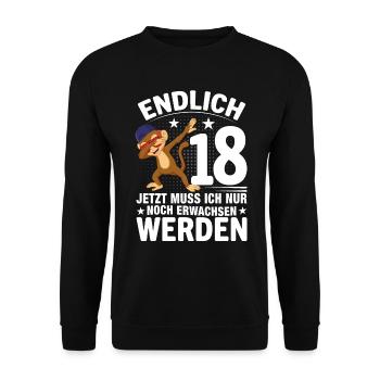 18 Years Boy Girl Man 18th Birthday Finally 18 - Unisex Pullover - Schwarz - Vorne - Alina (178cm) & Michal (187cm)