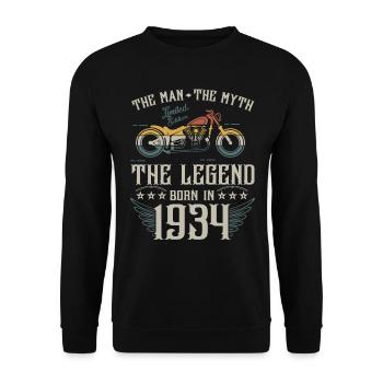 The man the myth The legend Born in 1934 gift - Unisex Sweatshirt - black - Front - Alina (178cm) & Michal (187cm)