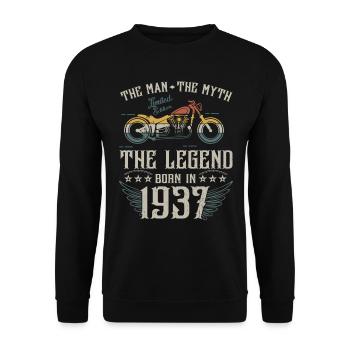 L'homme Le Mythe La Légende Né En 1937 Cadeau - Sweat-shirt Unisexe - noir - Devant - Alina (178cm) & Michal (187cm)