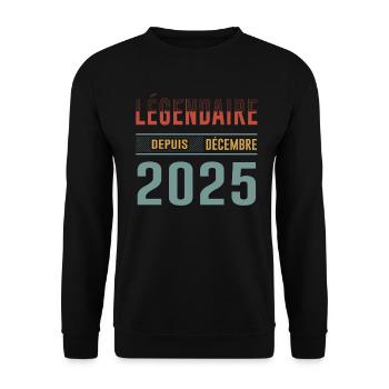 Légendaire Depuis Décembre 2025 Anniversaire - Sweat-shirt Unisexe - noir - Devant - Alina (178cm) & Michal (187cm)