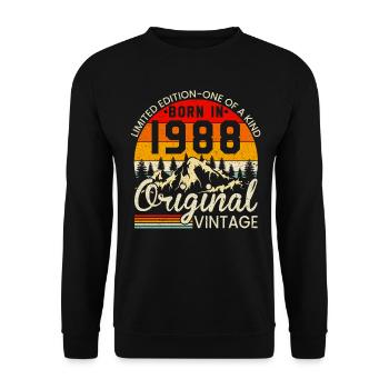Unique in its kind born in 1988 Original vintage - Unisex Sweatshirt - black - Front - Alina (178cm) & Michal (187cm)