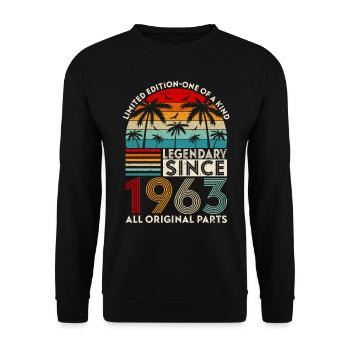 Legendär seit 1963 alle Originalteile - Unisex Pullover - Schwarz - Vorne - Alina (178cm) & Michal (187cm)