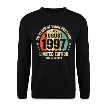 August 1997 26 Years Anniversary Vintage Gift - Unisex Sweatshirt - black - Front - Alina (178cm) & Michal (187cm)