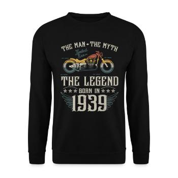 The man the myth The legend Born in 1939 gift - Unisex Sweatshirt - black - Front - Alina (178cm) & Michal (187cm)