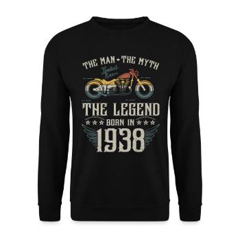 The man the myth The legend born in 1938 gift - Unisex Sweatshirt - black - Front - Alina (178cm) & Michal (187cm)
