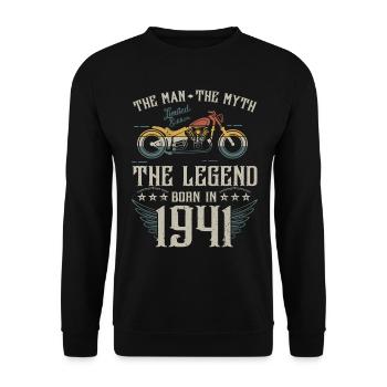 L'homme Le Mythe La Légende Né En 1941 Cadeau - Sweat-shirt Unisexe - noir - Devant - Alina (178cm) & Michal (187cm)