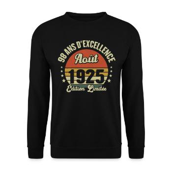 Août 1925 98 Ans Anniversaire Vintage Cadeau - Sweat-shirt Unisexe - noir - Devant - Alina (178cm) & Michal (187cm)
