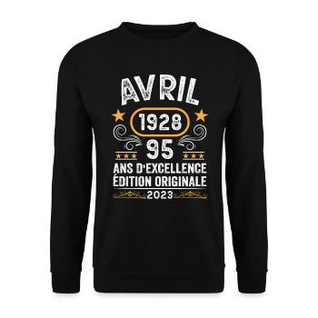 Birthday Vintage Gift Idea April 1928 95 - Unisex Sweatshirt - black - Front - Alina (178cm) & Michal (187cm)