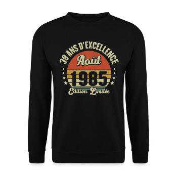 August 1985 38 Years Anniversary Vintage Gift - Unisex Sweatshirt - black - Front - Alina (178cm) & Michal (187cm)
