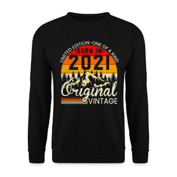 Einzigartig in seiner Art geboren im Jahr 2021 Original Jahrgang - Unisex Pullover - Schwarz - Vorne - Alina (178cm) & Michal (187cm)