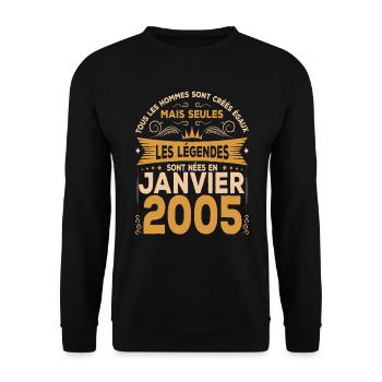 Les Légendes Sont Nées En Janvier 2005 - Sweat-shirt Unisexe - noir - Devant - Alina (178cm) & Michal (187cm)