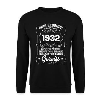 Eine Legende Edler Jahrgang 1932 - Unisex Pullover - Schwarz - Vorne - Alina (178cm) & Michal (187cm)