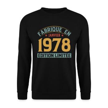 Fabriqué En Janvier 1978 Édition Limitée - Sweat-shirt Unisexe - noir - Devant - Alina (178cm) & Michal (187cm)