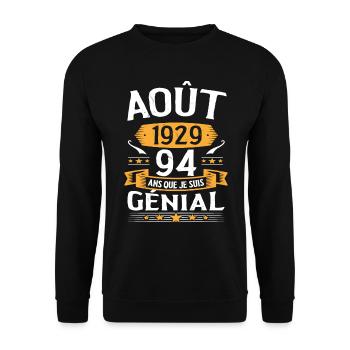 Août 1929 94 Ans Que Je Suis Génial Cadeau - Sweat-shirt Unisexe - noir - Devant - Alina (178cm) & Michal (187cm)