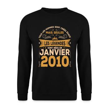 Les Légendes Sont Nées En Janvier 2010 - Sweat-shirt Unisexe - noir - Devant - Alina (178cm) & Michal (187cm)
