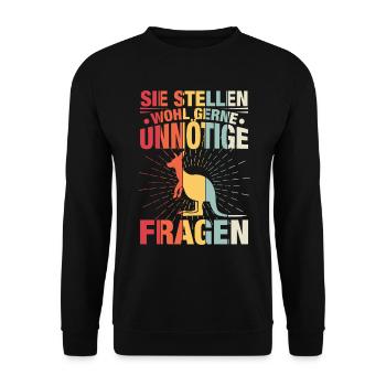 Sie Stellen Wohl Gerne Unnötige Fragen - Unisex Pullover - Schwarz - Vorne - Alina (178cm) & Michal (187cm)