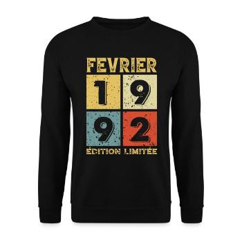 Birthday Vintage Gift Idea February 1992 - Unisex Sweatshirt - black - Front - Alina (178cm) & Michal (187cm)