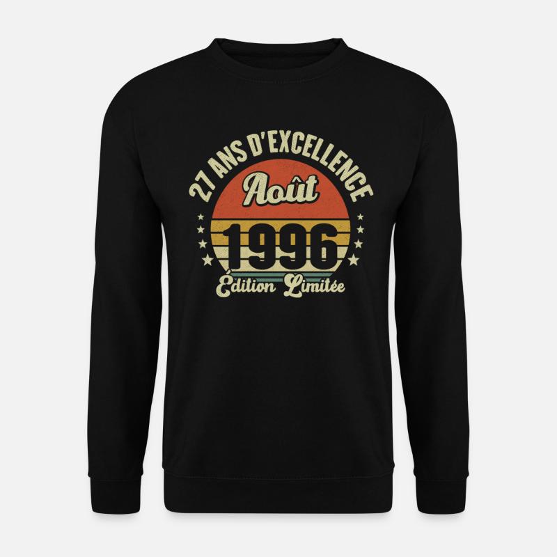August 1996 27 Jahre Jubiläumsgeschenk - Unisex Pullover - Schwarz